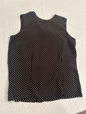 Rena Rowan for Saville Women's Petite 8P Black White Polka Dot vintage M Blouse